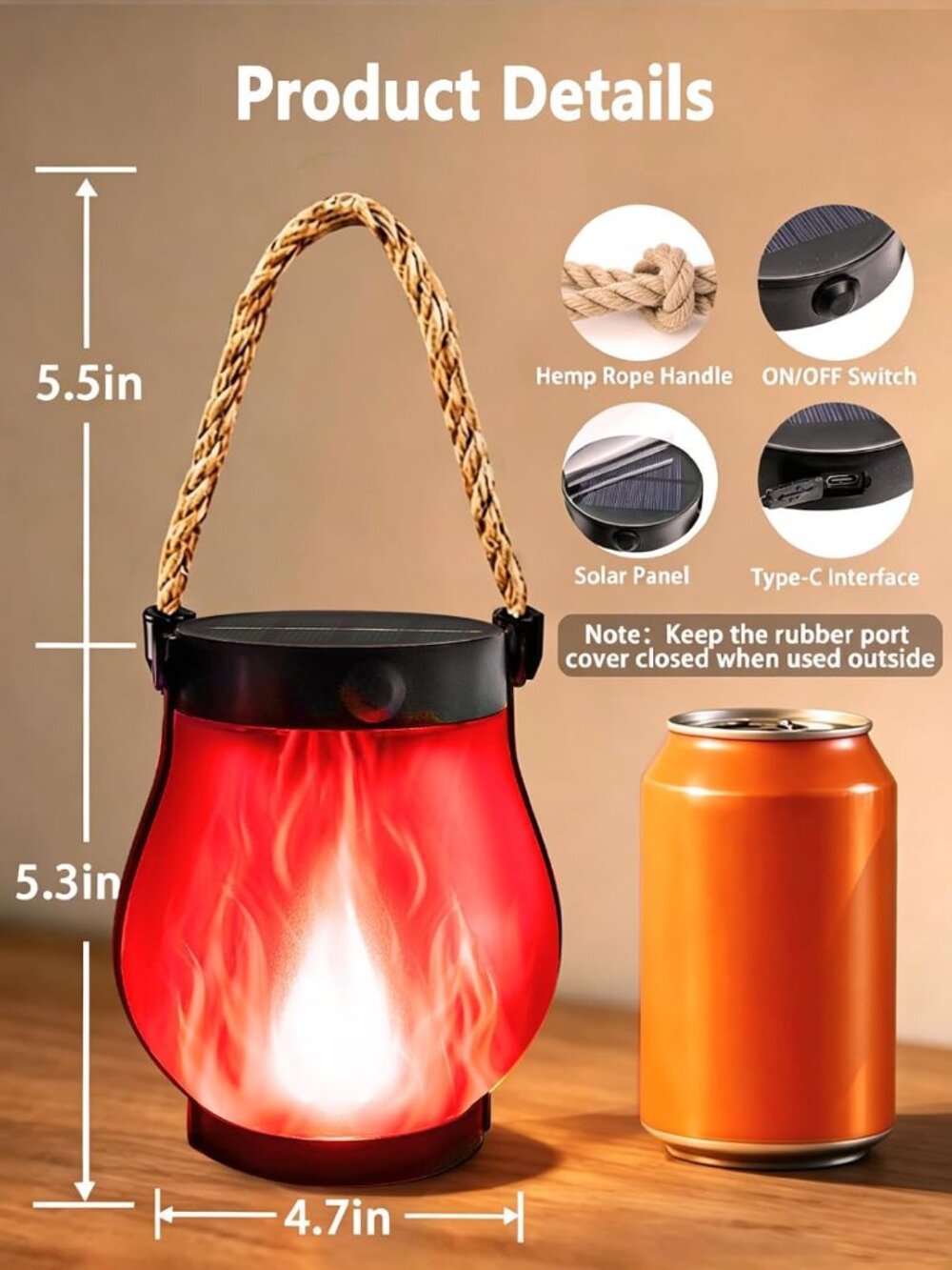 🎃Halloween Red Flame Light Lanterns Outdoor Waterproof Hanging Auto On/Off